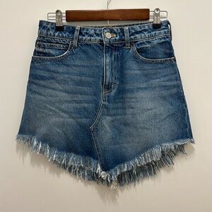 Free People Denim Fringe Skirt